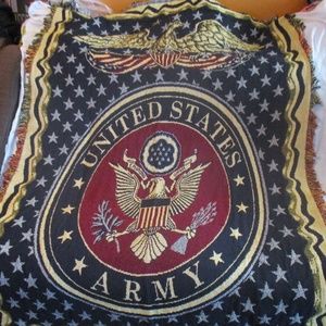 United States Of America Army Fringe Throw Blanket